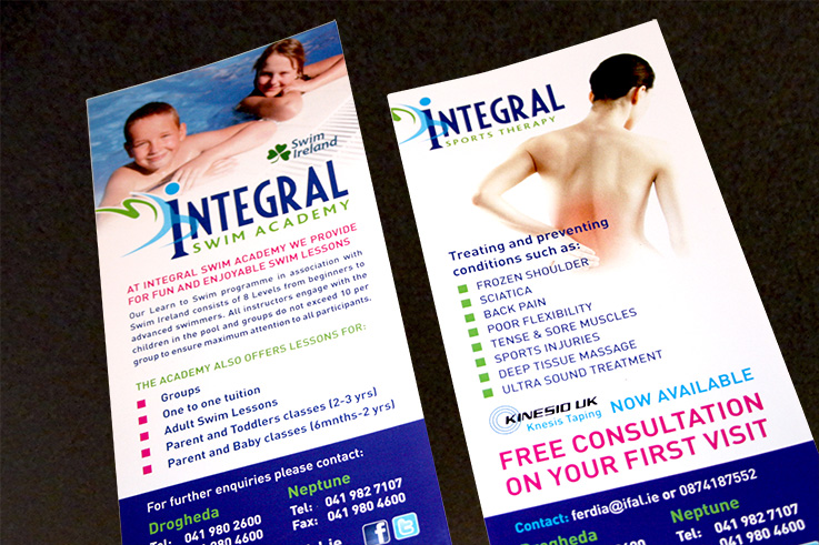 Integral Fitness & Leisure Swim Academy & Sports Therapy Leaflets | Once Upon Design